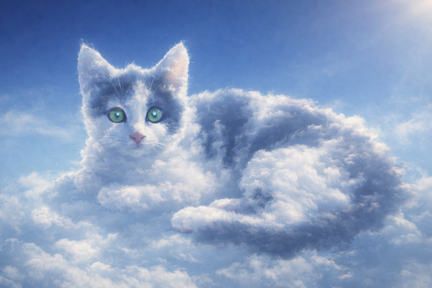 Wolkenkatze im sonnigen Himmel